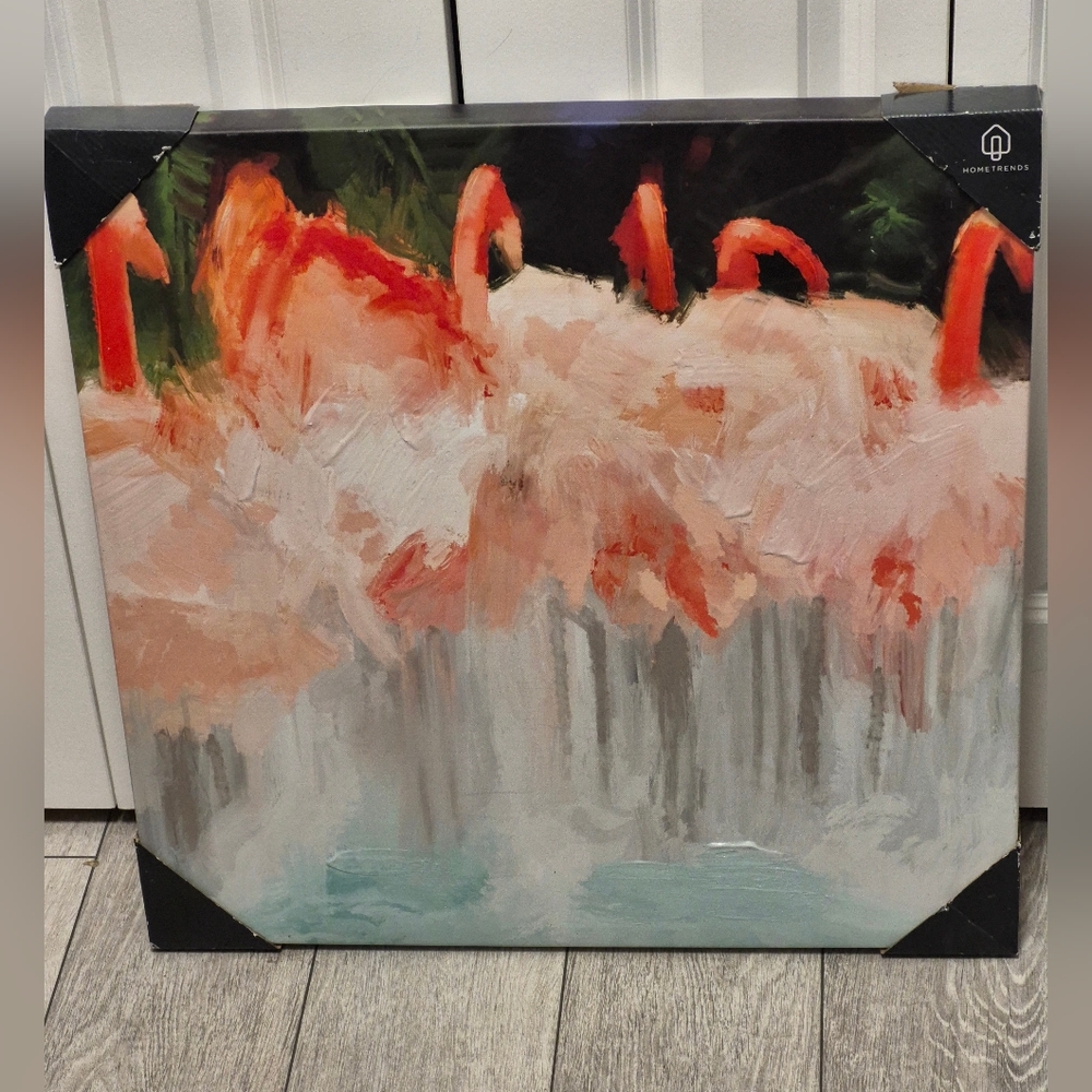 New HomeTrends 24 X 24 Elegant Flamingo Wall Canvas Art.